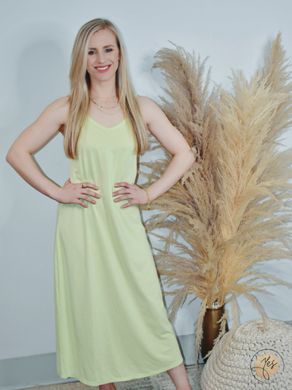 Now or Never | Sleeveless Maxi Dress - Neon mint