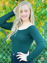 Load image into Gallery viewer, Green Machine | Off Shoulder Henley
