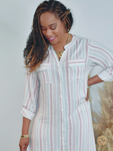 Load image into Gallery viewer, Seaside | Button Down Stripped Maxi Dress
