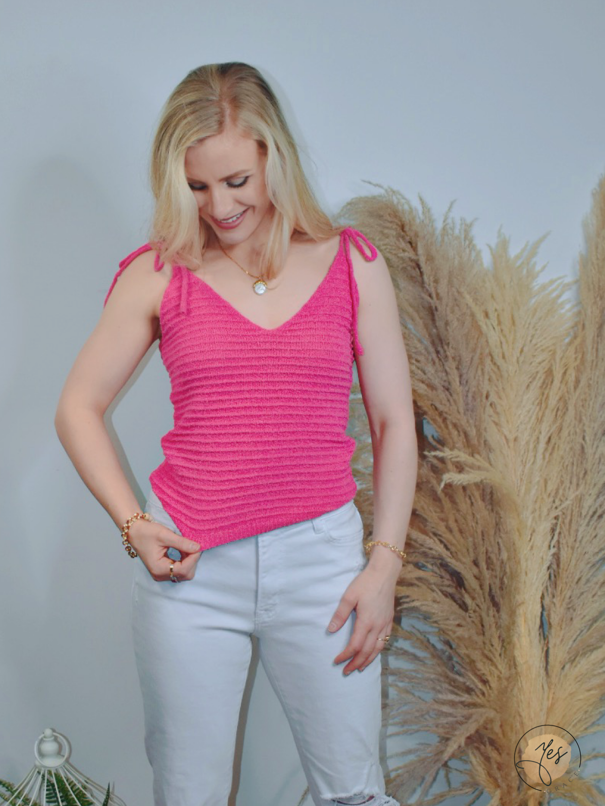 Twist It | Ribbed Knit Top - Pink
