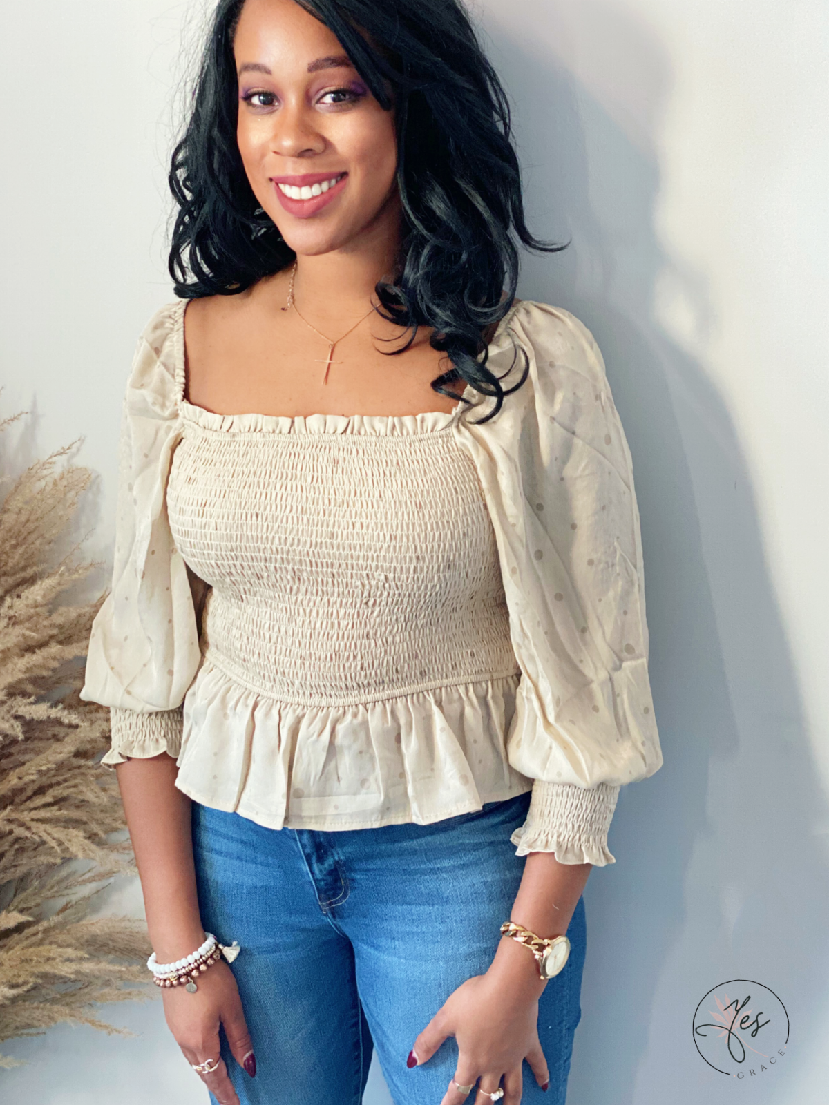 Earned It | Peplum Peasant Blouse